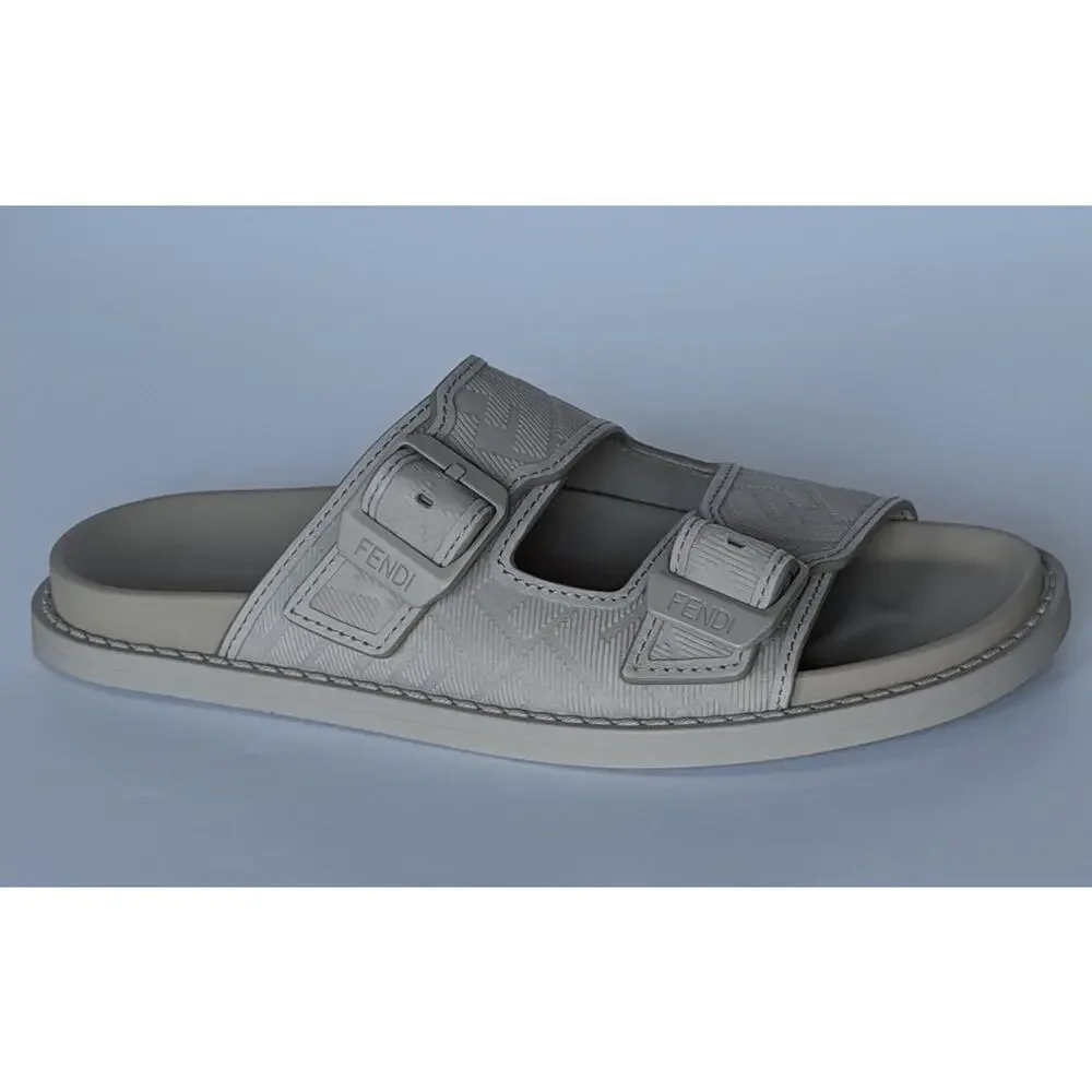 Fendi Men's FF Feel Slide Sandals Beige 11 US/10 UK IT 7X1604 NIB $1050